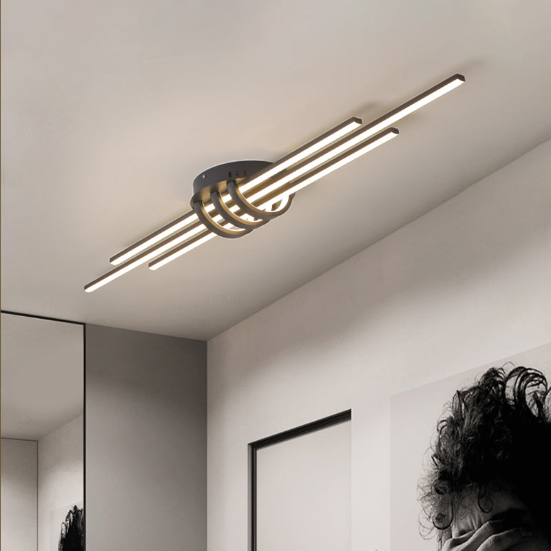 White/Black Slim Linear Flush Light Fixture Simple LED Acrylic Flush Mount Ceiling Lamp over Table Clearhalo 'Ceiling Lights' 'Close To Ceiling Lights' 'Close to ceiling' 'Flush mount' Lighting' 787648