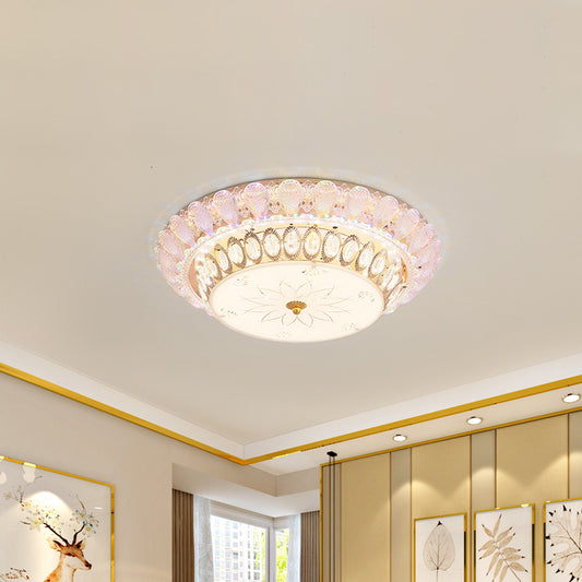 Classic Bowl Flush Mount Light Crystal Embedded LED Close to Ceiling Lighting Fixture in Gold Gold C Clearhalo 'Ceiling Lights' 'Close To Ceiling Lights' 'Close to ceiling' 'Flush mount' Lighting' 787675