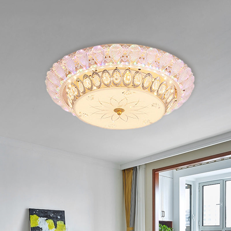 Classic Bowl Flush Mount Light Crystal Embedded LED Close to Ceiling Lighting Fixture in Gold Clearhalo 'Ceiling Lights' 'Close To Ceiling Lights' 'Close to ceiling' 'Flush mount' Lighting' 787676