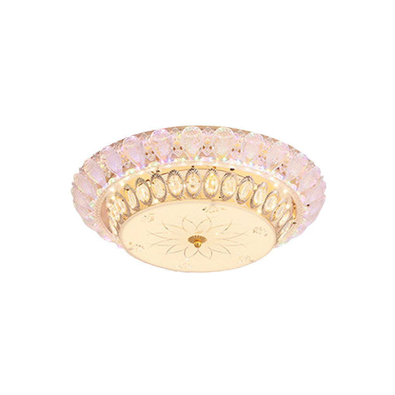 Classic Bowl Flush Mount Light Crystal Embedded LED Close to Ceiling Lighting Fixture in Gold Clearhalo 'Ceiling Lights' 'Close To Ceiling Lights' 'Close to ceiling' 'Flush mount' Lighting' 787677