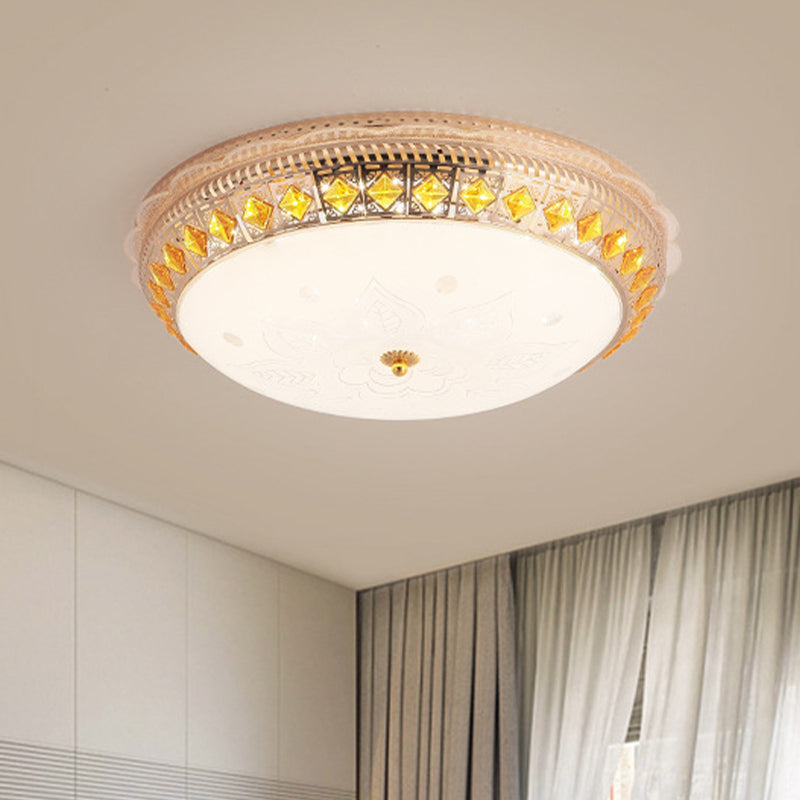 Classic Bowl Flush Mount Light Crystal Embedded LED Close to Ceiling Lighting Fixture in Gold Gold B Clearhalo 'Ceiling Lights' 'Close To Ceiling Lights' 'Close to ceiling' 'Flush mount' Lighting' 787679