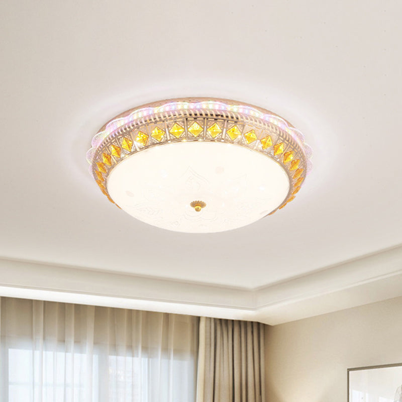 Classic Bowl Flush Mount Light Crystal Embedded LED Close to Ceiling Lighting Fixture in Gold Clearhalo 'Ceiling Lights' 'Close To Ceiling Lights' 'Close to ceiling' 'Flush mount' Lighting' 787681