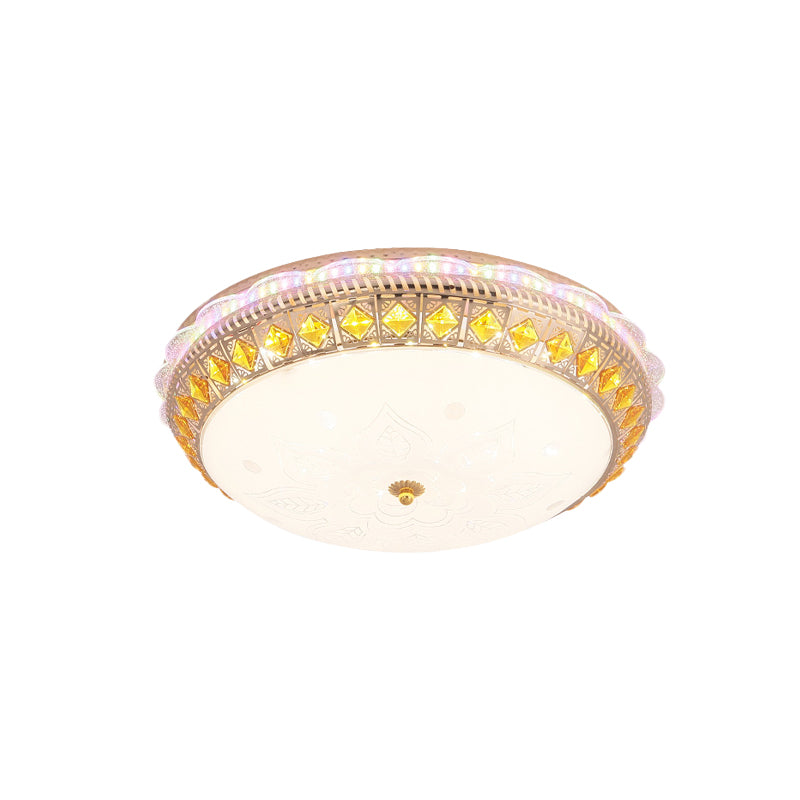 Classic Bowl Flush Mount Light Crystal Embedded LED Close to Ceiling Lighting Fixture in Gold Clearhalo 'Ceiling Lights' 'Close To Ceiling Lights' 'Close to ceiling' 'Flush mount' Lighting' 787682