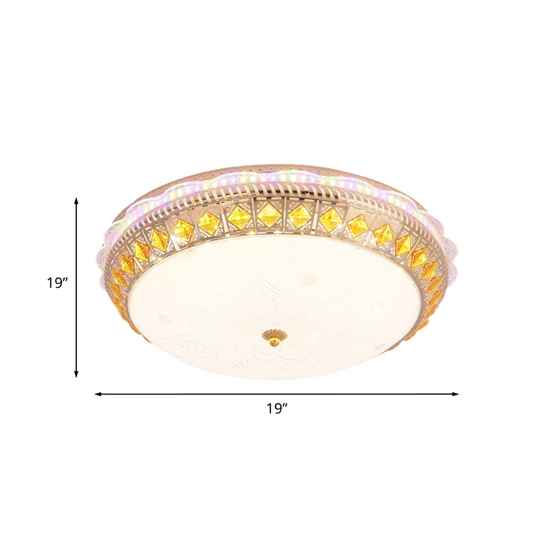 Classic Bowl Flush Mount Light Crystal Embedded LED Close to Ceiling Lighting Fixture in Gold Clearhalo 'Ceiling Lights' 'Close To Ceiling Lights' 'Close to ceiling' 'Flush mount' Lighting' 787683