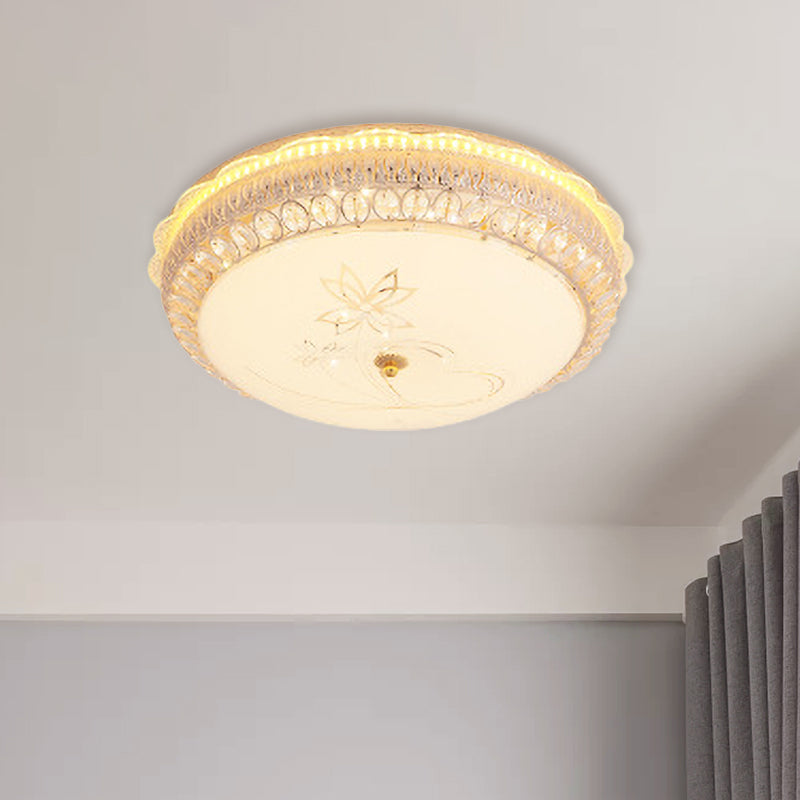 Classic Bowl Flush Mount Light Crystal Embedded LED Close to Ceiling Lighting Fixture in Gold Gold A Clearhalo 'Ceiling Lights' 'Close To Ceiling Lights' 'Close to ceiling' 'Flush mount' Lighting' 787684