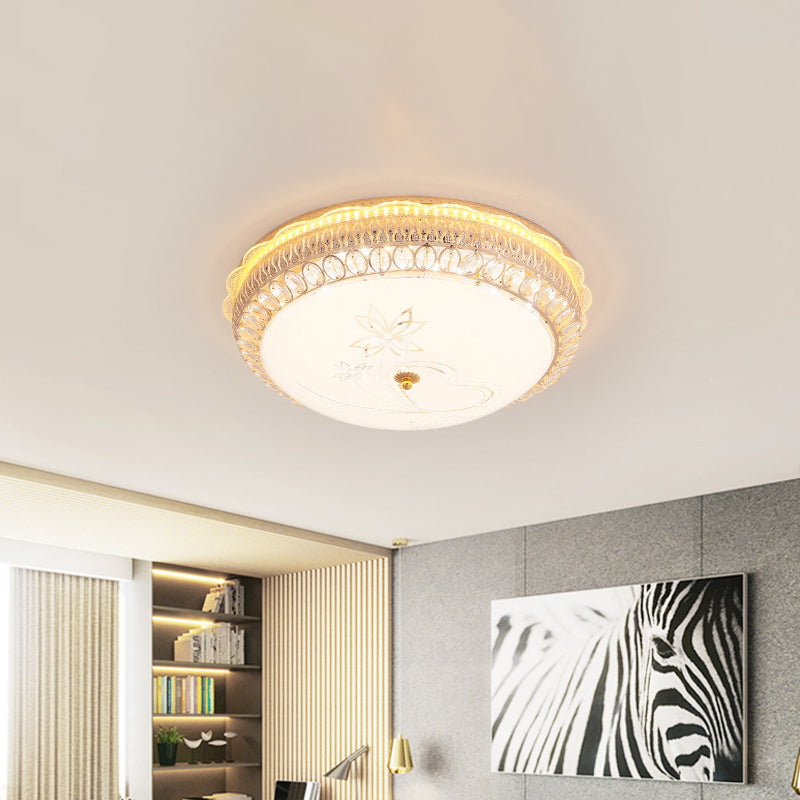 Classic Bowl Flush Mount Light Crystal Embedded LED Close to Ceiling Lighting Fixture in Gold Clearhalo 'Ceiling Lights' 'Close To Ceiling Lights' 'Close to ceiling' 'Flush mount' Lighting' 787685