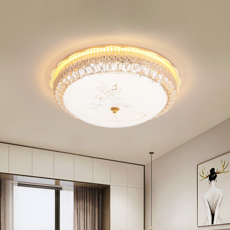 Classic Bowl Flush Mount Light Crystal Embedded LED Close to Ceiling Lighting Fixture in Gold Clearhalo 'Ceiling Lights' 'Close To Ceiling Lights' 'Close to ceiling' 'Flush mount' Lighting' 787686