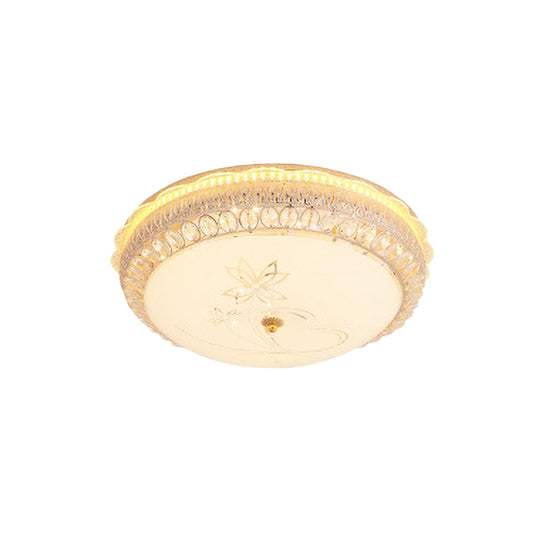 Classic Bowl Flush Mount Light Crystal Embedded LED Close to Ceiling Lighting Fixture in Gold Clearhalo 'Ceiling Lights' 'Close To Ceiling Lights' 'Close to ceiling' 'Flush mount' Lighting' 787687
