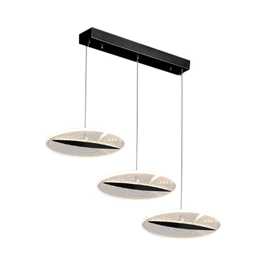 Disk Multi-Pendant Minimalist Acrylic 3 Heads Dining Room LED Ceiling Hang Fixture in White/Black/Gold Clearhalo 'Ceiling Lights' 'Modern Pendants' 'Modern' 'Pendant Lights' 'Pendants' Lighting' 787695