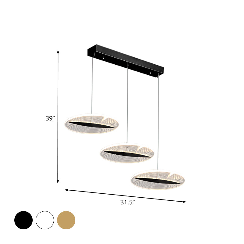 Disk Multi-Pendant Minimalist Acrylic 3 Heads Dining Room LED Ceiling Hang Fixture in White/Black/Gold Clearhalo 'Ceiling Lights' 'Modern Pendants' 'Modern' 'Pendant Lights' 'Pendants' Lighting' 787696