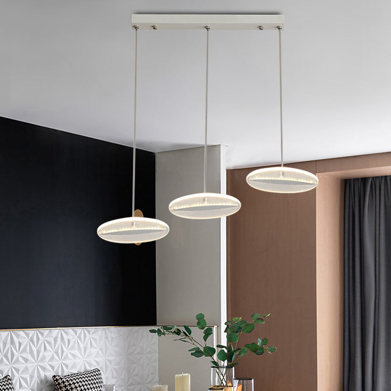 Disk Multi-Pendant Minimalist Acrylic 3 Heads Dining Room LED Ceiling Hang Fixture in White/Black/Gold Clearhalo 'Ceiling Lights' 'Modern Pendants' 'Modern' 'Pendant Lights' 'Pendants' Lighting' 787698