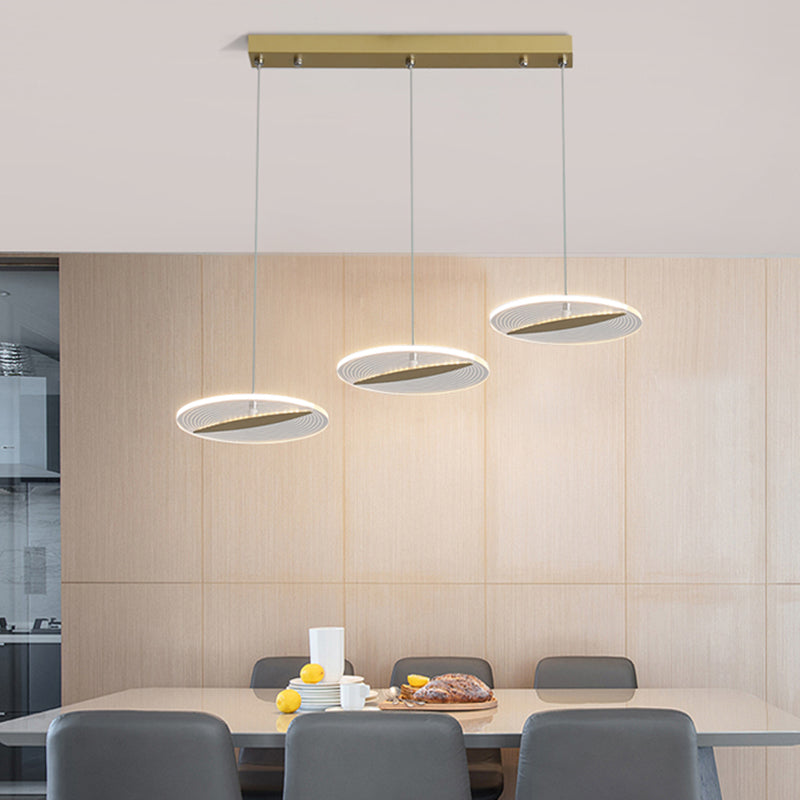 Disk Multi-Pendant Minimalist Acrylic 3 Heads Dining Room LED Ceiling Hang Fixture in White/Black/Gold Clearhalo 'Ceiling Lights' 'Modern Pendants' 'Modern' 'Pendant Lights' 'Pendants' Lighting' 787703