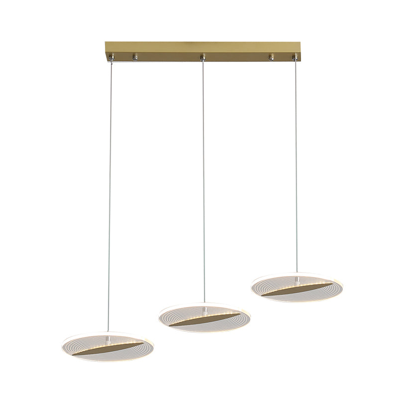 Disk Multi-Pendant Minimalist Acrylic 3 Heads Dining Room LED Ceiling Hang Fixture in White/Black/Gold Clearhalo 'Ceiling Lights' 'Modern Pendants' 'Modern' 'Pendant Lights' 'Pendants' Lighting' 787704