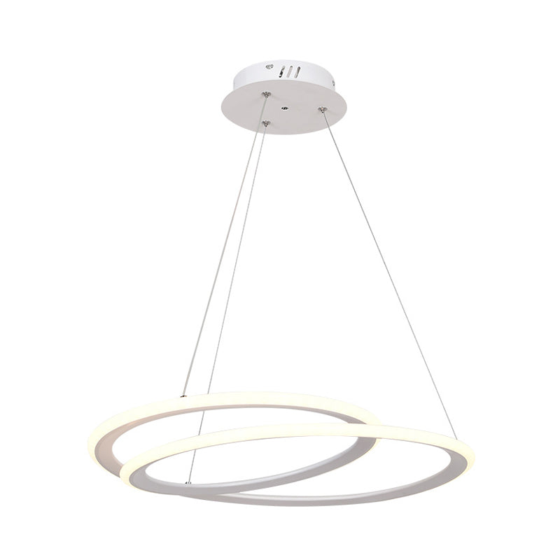 Acrylic Halo Ring Chandelier Lighting Minimal LED White Suspension Lamp in Warm/White Light over Dining Table Clearhalo 'Ceiling Lights' 'Chandeliers' 'Modern Chandeliers' 'Modern' Lighting' 787711