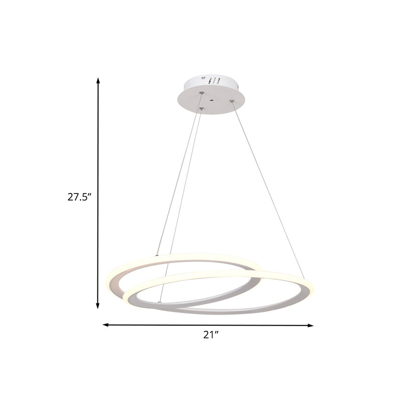 Acrylic Halo Ring Chandelier Lighting Minimal LED White Suspension Lamp in Warm/White Light over Dining Table Clearhalo 'Ceiling Lights' 'Chandeliers' 'Modern Chandeliers' 'Modern' Lighting' 787712