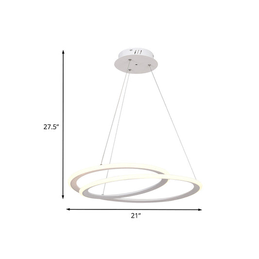 Acrylic Halo Ring Chandelier Lighting Minimal LED White Suspension Lamp in Warm/White Light over Dining Table Clearhalo 'Ceiling Lights' 'Chandeliers' 'Modern Chandeliers' 'Modern' Lighting' 787712