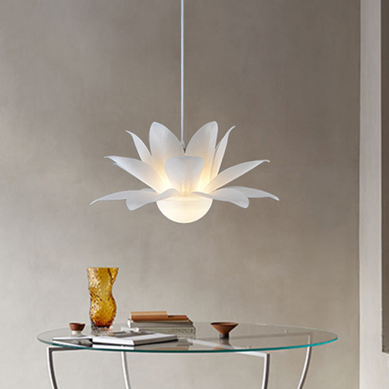 Contemporary 1 Light Hanging Chandelier White Lotus Pendulum Light with Acrylic Panel Shade White Clearhalo 'Ceiling Lights' 'Modern Pendants' 'Modern' 'Pendant Lights' 'Pendants' Lighting' 787717