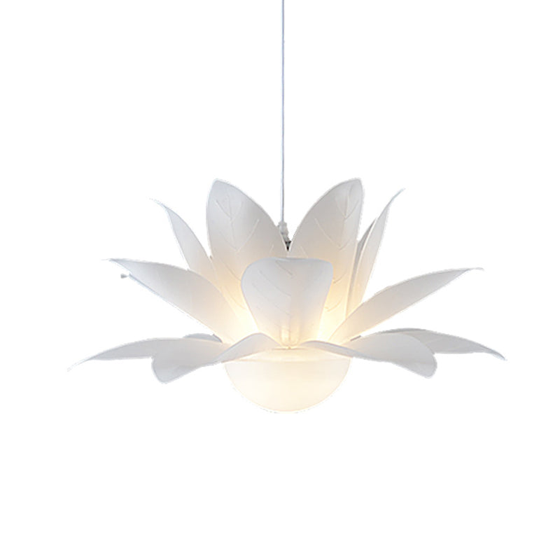 Contemporary 1 Light Hanging Chandelier White Lotus Pendulum Light with Acrylic Panel Shade Clearhalo 'Ceiling Lights' 'Modern Pendants' 'Modern' 'Pendant Lights' 'Pendants' Lighting' 787718