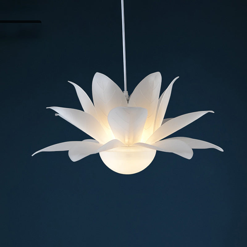 Contemporary 1 Light Hanging Chandelier White Lotus Pendulum Light with Acrylic Panel Shade Clearhalo 'Ceiling Lights' 'Modern Pendants' 'Modern' 'Pendant Lights' 'Pendants' Lighting' 787719