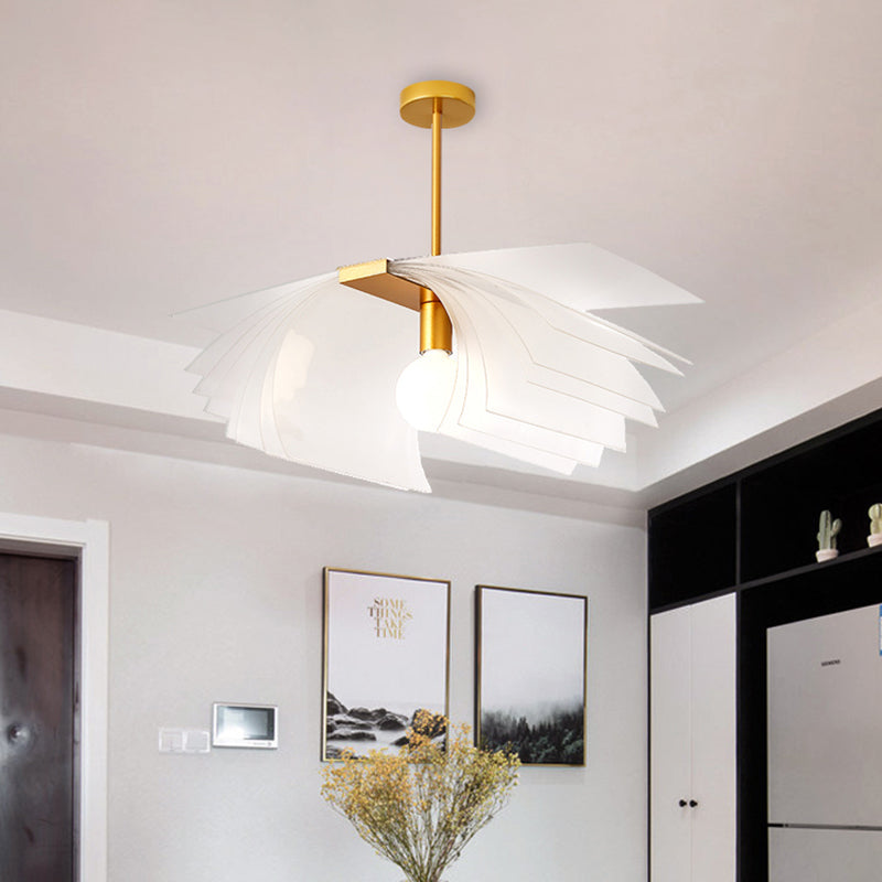 Modernist Paper Shape Semi Flush Acrylic Dining Room LED Flush Mount Ceiling Light in Gold Clearhalo 'Ceiling Lights' 'Close To Ceiling Lights' 'Close to ceiling' 'Semi-flushmount' Lighting' 787726