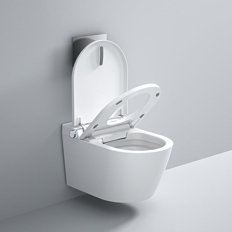 White Ceramic Wall Hung Toilet Set with Temperature Control Elongated Clearhalo 'Bathroom Remodel & Bathroom Fixtures' 'Bidets' 'Home Improvement' 'home_improvement' 'home_improvement_bidets' 'Toilets & Bidets' 7878026