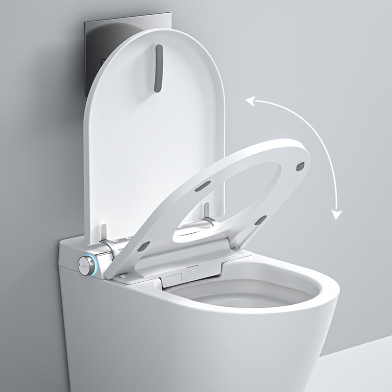 White Ceramic Wall Hung Toilet Set with Temperature Control Elongated Clearhalo 'Bathroom Remodel & Bathroom Fixtures' 'Bidets' 'Home Improvement' 'home_improvement' 'home_improvement_bidets' 'Toilets & Bidets' 7878028