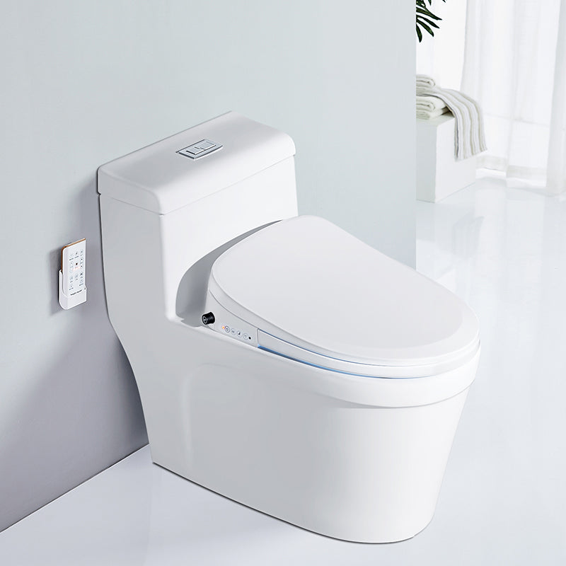 White Plastic Floor Standing Bidet with Temperature Control Elongated Contemporary 16"L x 28"W x 26"H Manual Lid (Standard) Clearhalo 'Bathroom Remodel & Bathroom Fixtures' 'Bidets' 'Home Improvement' 'home_improvement' 'home_improvement_bidets' 'Toilets & Bidets' 7878050
