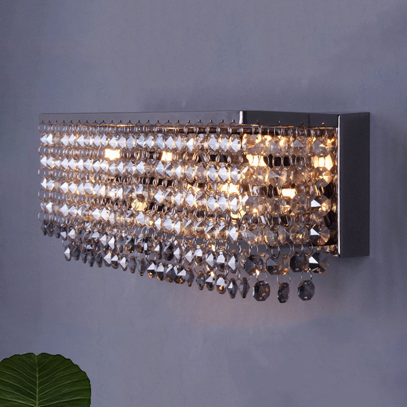 Octagon Crystal Chrome Wall Light Rectangular 3/4 Bulbs Contemporary Sconce Lighting Fixture Chrome Clearhalo 'Modern wall lights' 'Modern' 'Wall Lamps & Sconces' 'Wall Lights' Lighting' 787855