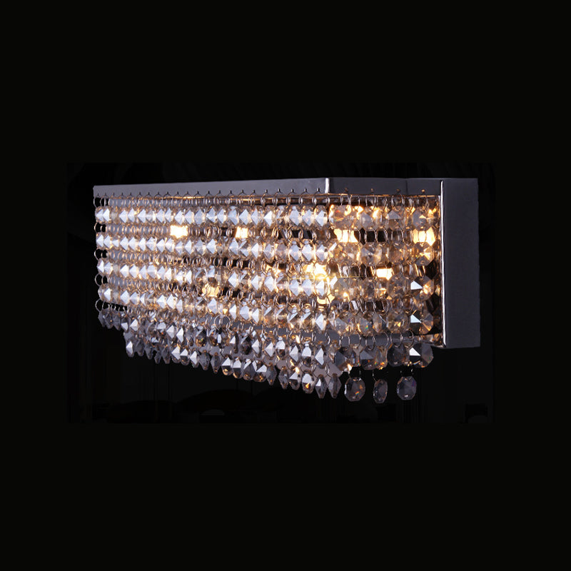 Octagon Crystal Chrome Wall Light Rectangular 3/4 Bulbs Contemporary Sconce Lighting Fixture Clearhalo 'Modern wall lights' 'Modern' 'Wall Lamps & Sconces' 'Wall Lights' Lighting' 787857