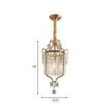 Cylindrical K9 Strip Crystal Hanging Lamp Country Style 1 Head Dining Room Down Lighting Pendant in Gold Clearhalo 'Ceiling Lights' 'Pendant Lights' 'Pendants' Lighting' 787876