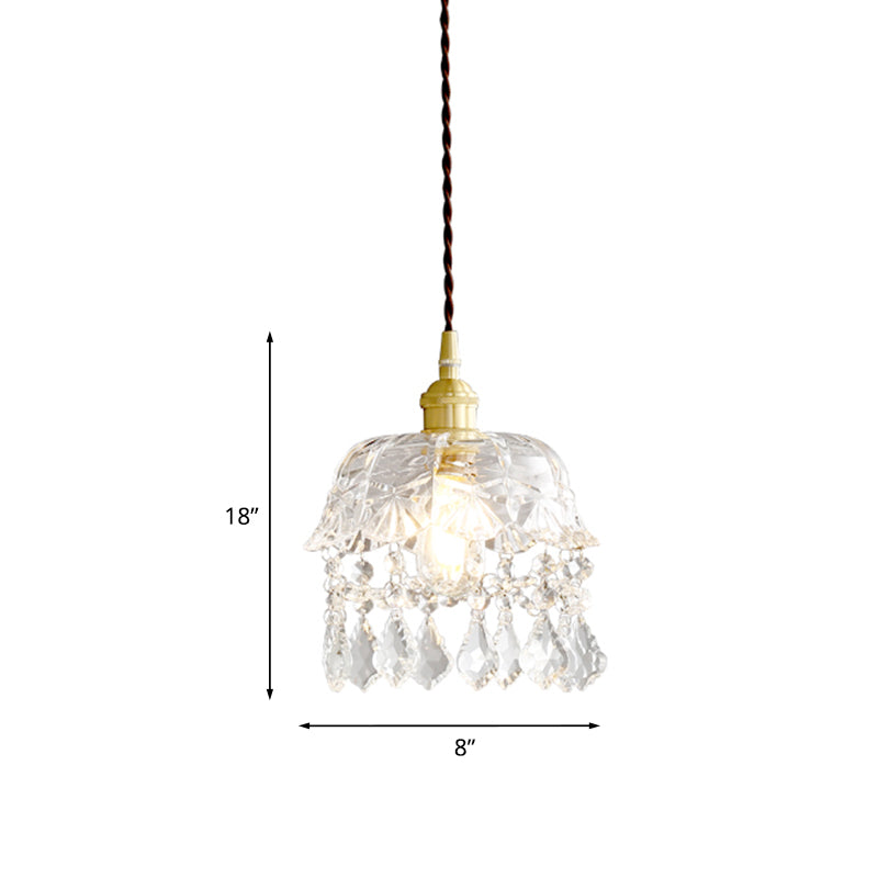 Bowled Bedside Pendulum Light Modern Crystal Single Bulb Brass Ceiling Suspension Lamp Clearhalo 'Ceiling Lights' 'Modern Pendants' 'Modern' 'Pendant Lights' 'Pendants' Lighting' 787888