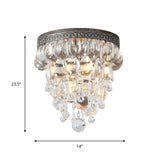 Crystal Drop Conical Flush Ceiling Light Countryside 3 Heads Corridor Flushmount Lighting in Bronze Clearhalo 'Ceiling Lights' 'Close To Ceiling Lights' 'Close to ceiling' 'Flush mount' Lighting' 787934