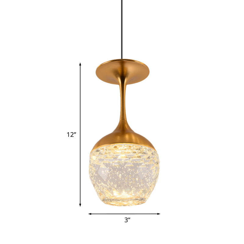 Bottle/Wine Cup Water Crystal Ceiling Pendant Decorative Dining Table LED Suspension Light in Gold Clearhalo 'Ceiling Lights' 'Pendant Lights' 'Pendants' Lighting' 787984