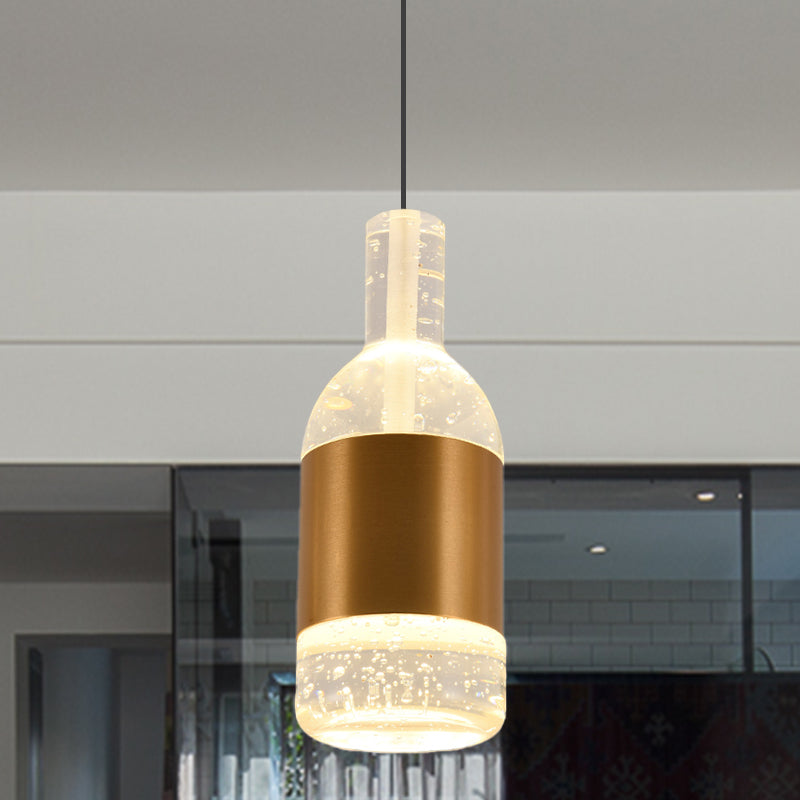 Bottle/Wine Cup Water Crystal Ceiling Pendant Decorative Dining Table LED Suspension Light in Gold Clearhalo 'Ceiling Lights' 'Pendant Lights' 'Pendants' Lighting' 787985