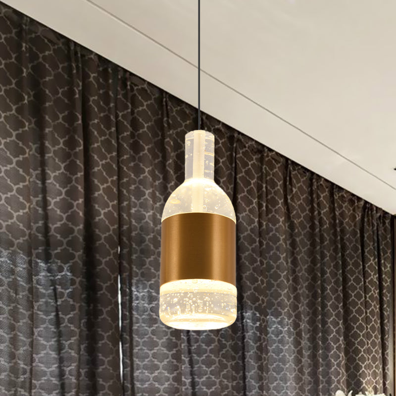 Bottle/Wine Cup Water Crystal Ceiling Pendant Decorative Dining Table LED Suspension Light in Gold Clearhalo 'Ceiling Lights' 'Pendant Lights' 'Pendants' Lighting' 787986