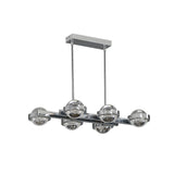 Chrome/Gold Finish 6-Head LED Island Lamp Seedy Crystal Ball Hanging Light over Dining Table Clearhalo 'Ceiling Lights' 'Island Lights' Lighting' 788008