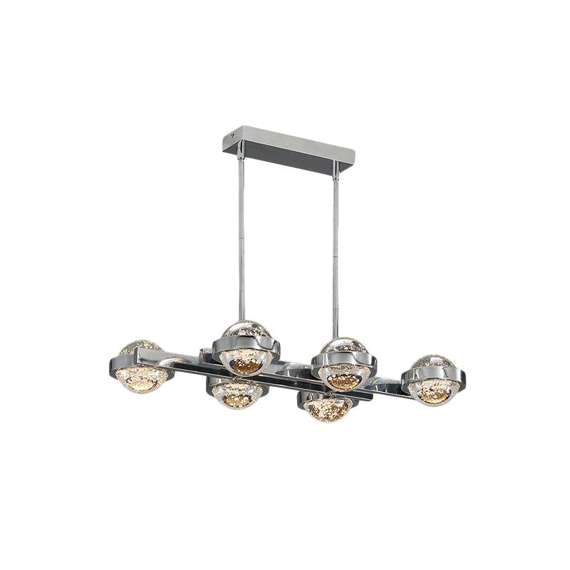 Chrome/Gold Finish 6-Head LED Island Lamp Seedy Crystal Ball Hanging Light over Dining Table Clearhalo 'Ceiling Lights' 'Island Lights' Lighting' 788013