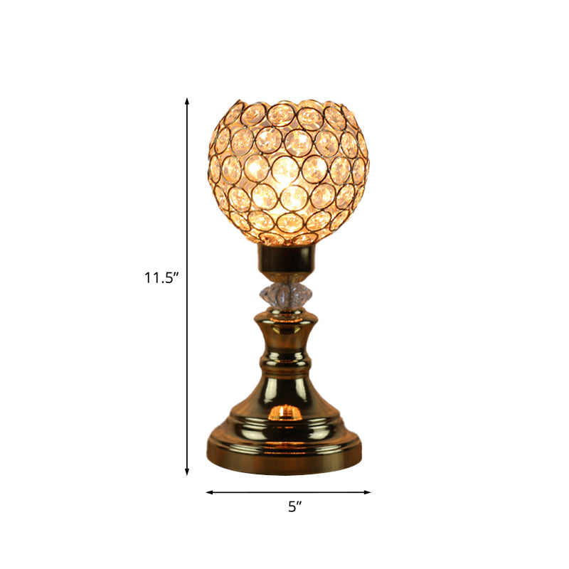 Single Octagon Crystal Bead Night Light Rustic Gold Domed Living Room Table Lighting Clearhalo 'Lamps' 'Table Lamps' Lighting' 788021