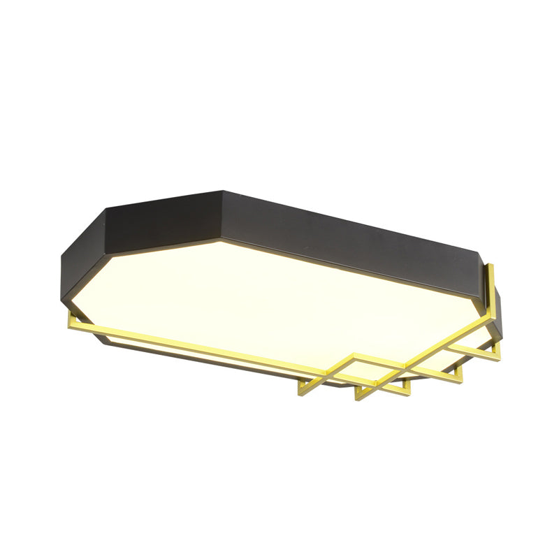 Black-Gold Geometric Ceiling Mounted Light Modern 23.5"/31.5" Long LED Metal Flushmount Lamp Clearhalo 'Ceiling Lights' 'Close To Ceiling Lights' 'Close to ceiling' 'Flush mount' Lighting' 788028