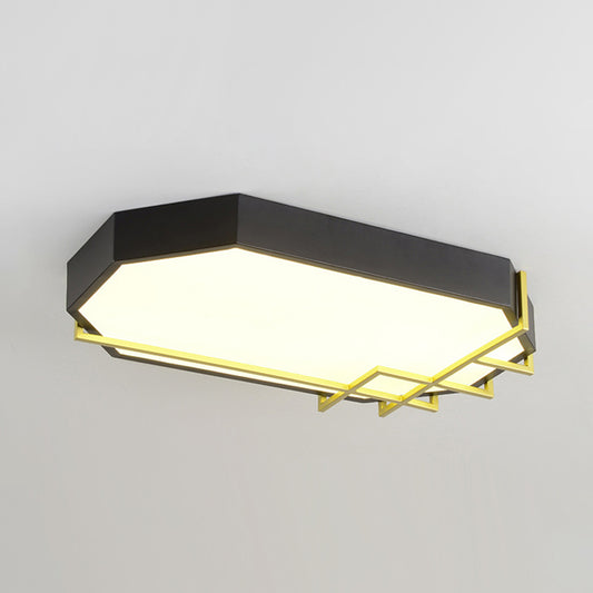 Black-Gold Geometric Ceiling Mounted Light Modern 23.5"/31.5" Long LED Metal Flushmount Lamp Clearhalo 'Ceiling Lights' 'Close To Ceiling Lights' 'Close to ceiling' 'Flush mount' Lighting' 788029