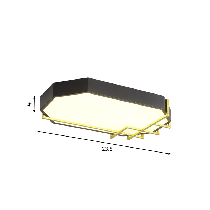 Black-Gold Geometric Ceiling Mounted Light Modern 23.5"/31.5" Long LED Metal Flushmount Lamp Clearhalo 'Ceiling Lights' 'Close To Ceiling Lights' 'Close to ceiling' 'Flush mount' Lighting' 788030