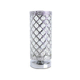 Crystal Polished Silver Table Lamp Trellis Cylindrical Single Bulb Modern Stylish Nightstand Light Clearhalo 'Lamps' 'Table Lamps' Lighting' 788034