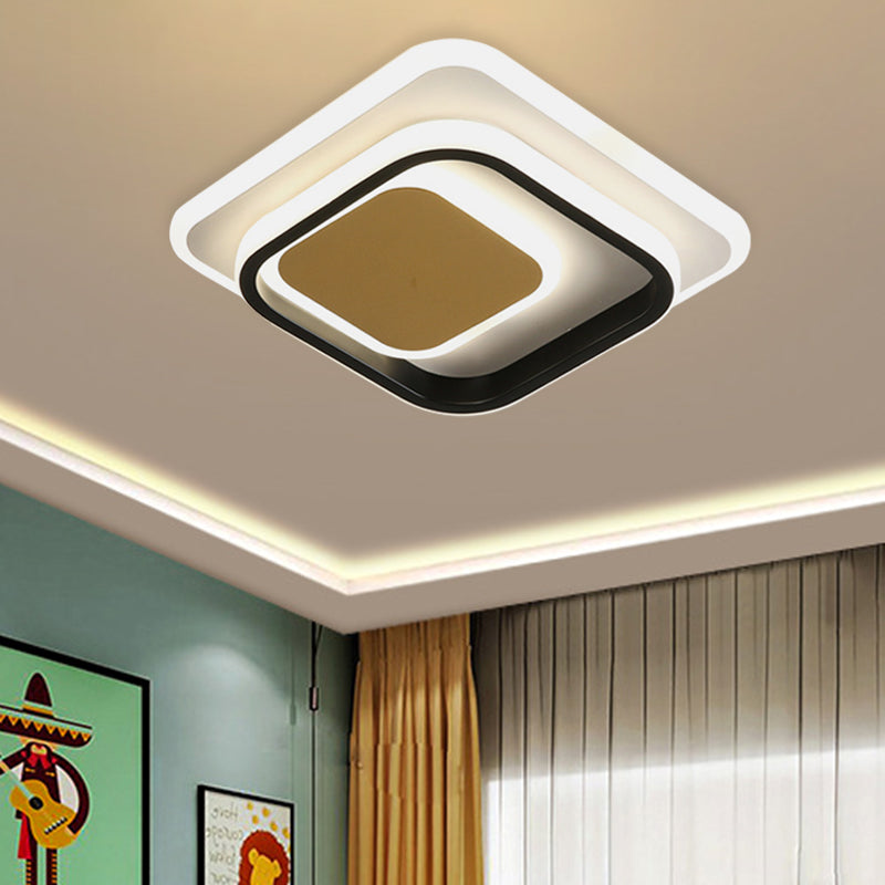 Square/Round Flushmount Lighting Modernism Acrylic White and Black LED Flush Lamp Fixture Clearhalo 'Ceiling Lights' 'Close To Ceiling Lights' 'Close to ceiling' 'Flush mount' Lighting' 788041