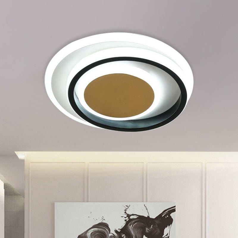 Square/Round Flushmount Lighting Modernism Acrylic White and Black LED Flush Lamp Fixture Black-White Round Clearhalo 'Ceiling Lights' 'Close To Ceiling Lights' 'Close to ceiling' 'Flush mount' Lighting' 788044