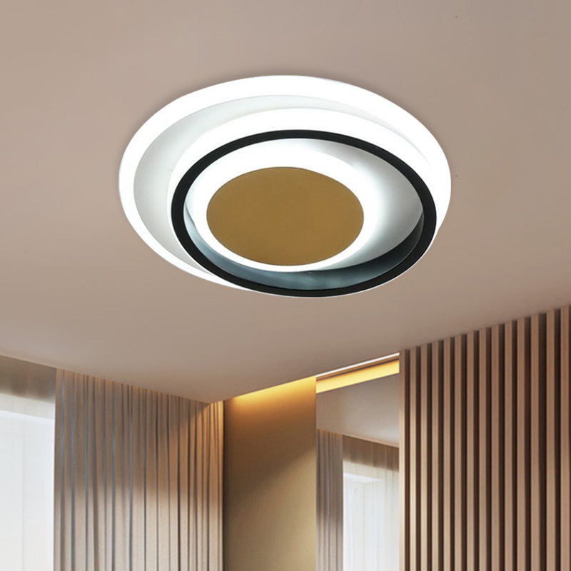 Square/Round Flushmount Lighting Modernism Acrylic White and Black LED Flush Lamp Fixture Clearhalo 'Ceiling Lights' 'Close To Ceiling Lights' 'Close to ceiling' 'Flush mount' Lighting' 788045