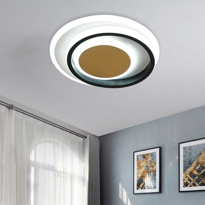 Square/Round Flushmount Lighting Modernism Acrylic White and Black LED Flush Lamp Fixture Clearhalo 'Ceiling Lights' 'Close To Ceiling Lights' 'Close to ceiling' 'Flush mount' Lighting' 788046