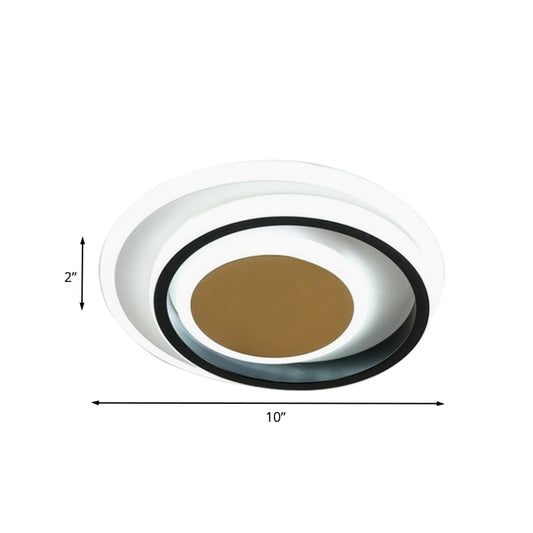 Square/Round Flushmount Lighting Modernism Acrylic White and Black LED Flush Lamp Fixture Clearhalo 'Ceiling Lights' 'Close To Ceiling Lights' 'Close to ceiling' 'Flush mount' Lighting' 788048