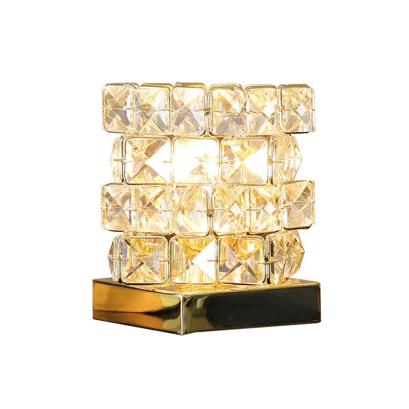 Crystal Rubik Cube Mini Table Lamp Simple Single Bedroom Nightstand Light in Silver/Gold Clearhalo 'Lamps' 'Table Lamps' Lighting' 788055