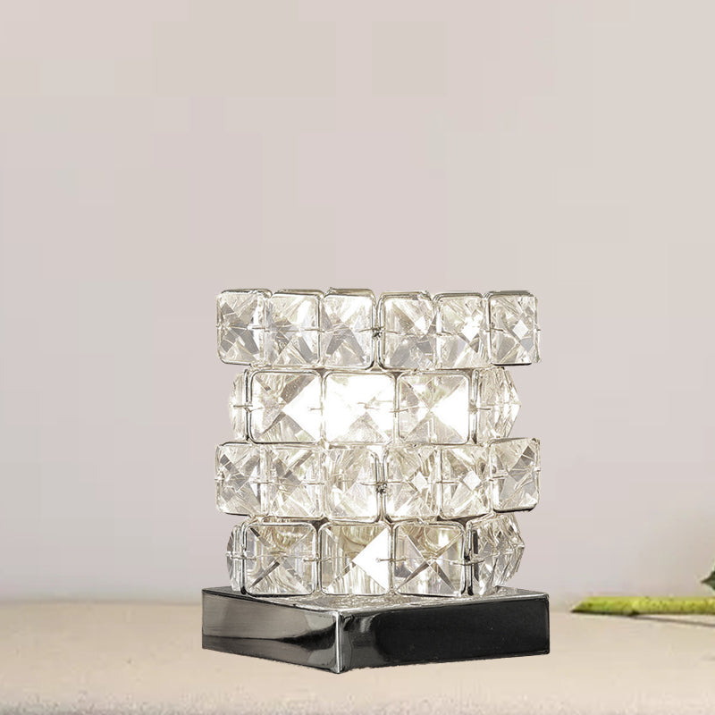 Glass cube best sale table lamp