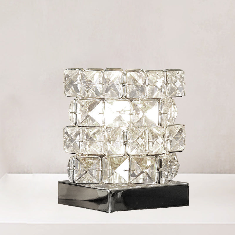 Crystal Rubik Cube Mini Table Lamp Simple Single Bedroom Nightstand Light in Silver/Gold Clearhalo 'Lamps' 'Table Lamps' Lighting' 788059